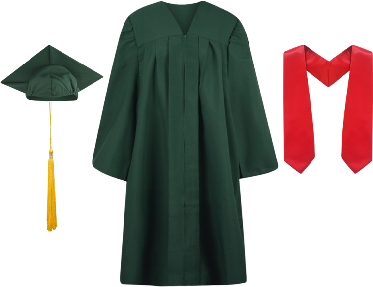 Download Dark Green - Cap And Gown Images Transparent - Full Size PNG