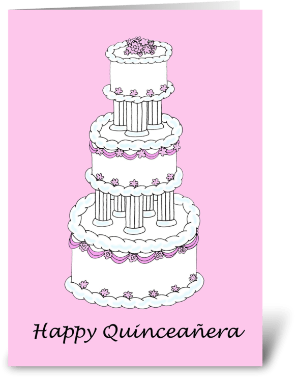 Happy Quinceanera Beautiful Cake - Happy Quinceanera Cards (700x792), Png Download