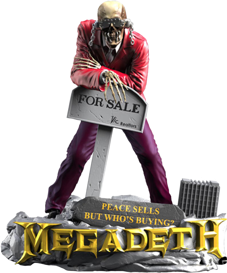 'peace Sells' Vic Rattlehead Rock Iconz 1/9th Scale - Vic Rattlehead Peace Sells (796x1080), Png Download