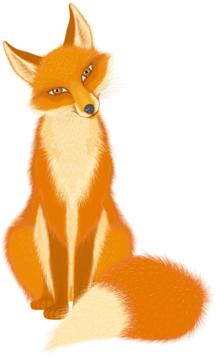 Red Fox Clipart Woodland Creatures - Fox Sitting Clipart (303x500), Png Download
