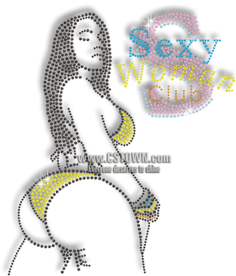Bling Sexy Women Club Iron-on Rhinestone Transfer - Illustration (450x450), Png Download