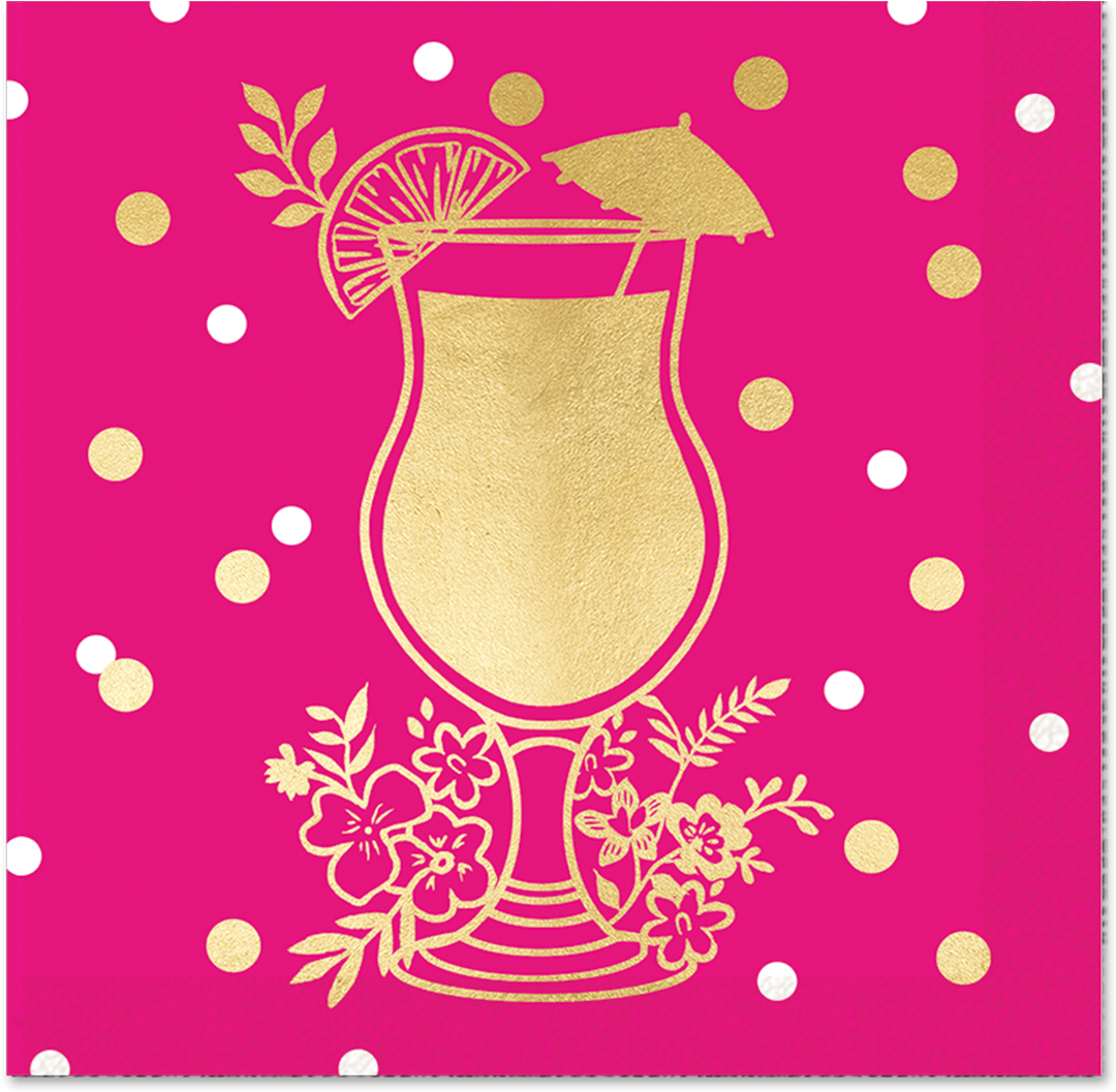 Hot Pink Drink Foil Napkin - Plate (1200x1200), Png Download