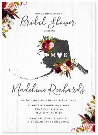 #alaska State Destination Rustic Country Chic #wedding - Alaska Map (376x545), Png Download