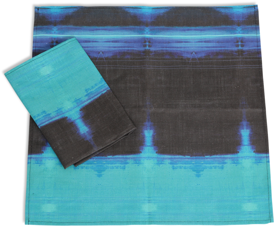 Marfa Napkin Set In Teal / Black (1000x889), Png Download