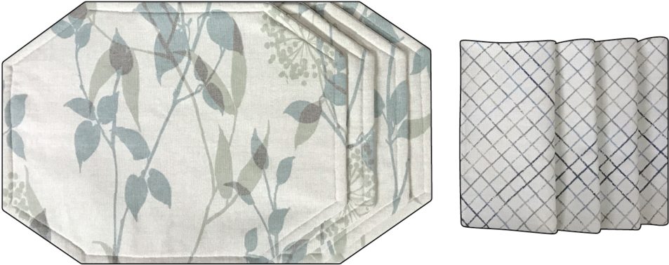 Leaves & Basketweave Placemat & Napkin Set (1000x424), Png Download