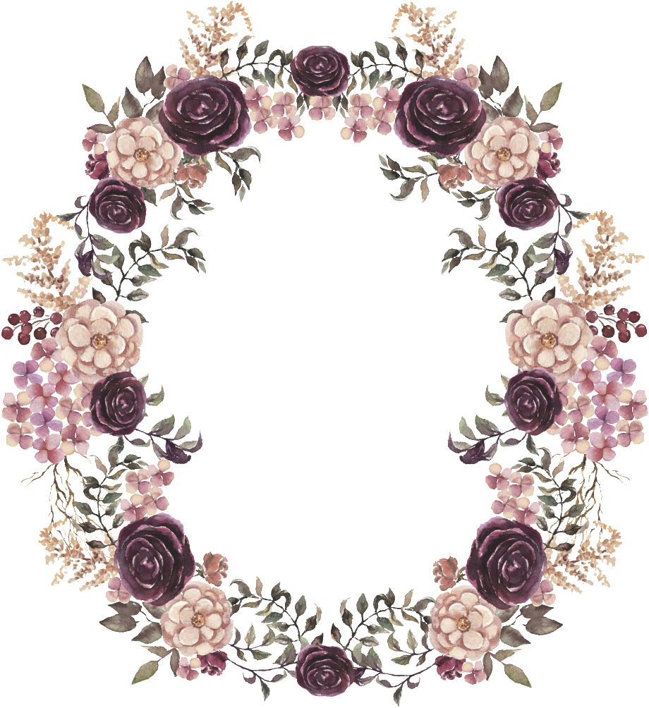 Wedding Romantic Wreath Watercolor Hand Painted Transparent (1024x1024), Png Download
