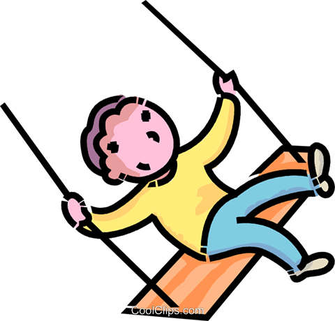 Boy On A Swing Royalty Free Vector Clip Art Illustration - Cartoon Images Of Boy Swinging (480x460), Png Download