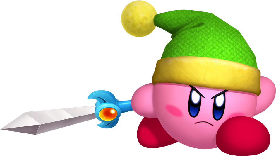 Kirby Wearing Link's Hat And Holding A Sword - Kirby Return To Dream Land Kirby Star (1000x1000), Png Download