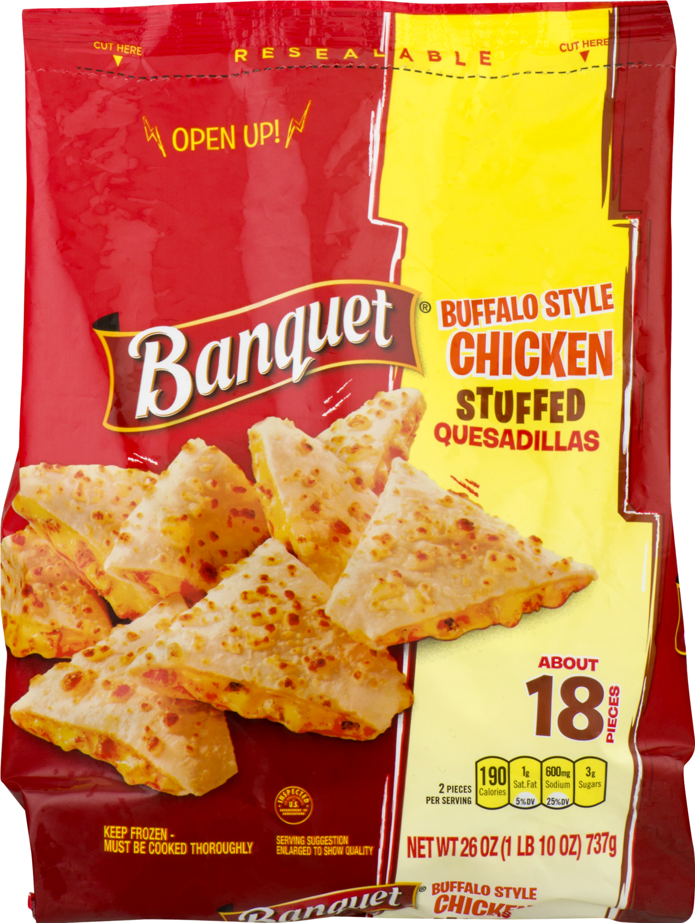 Banquet Buffalo Style Chicken Stuffed Quesadillas Frozen - Banquet Sweet & Sour Chicken With Rice - 9 Oz (1800x1800), Png Download