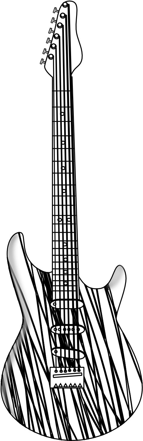 Christmas Guitar Clipart - Guitar No Background Black And White (555x1810), Png Download