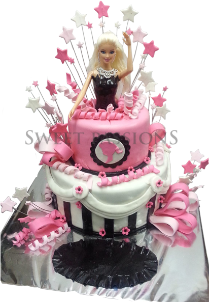 Download 2 Tier Barbie Doll Cake Barbie Doll Tier Cake Full Size Png Image Pngkit