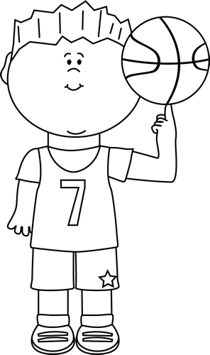 Black And White Boy Balancing Basketball On Finger - Black And White Basketball Player Clipart (296x500), Png Download