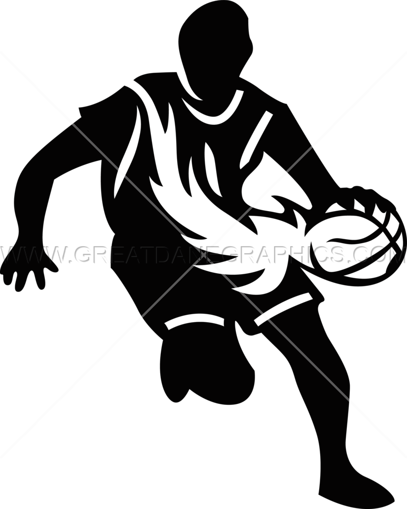 Player With Flaming Basketball - Flaming Basketball Drawings (825x1032), Png Download