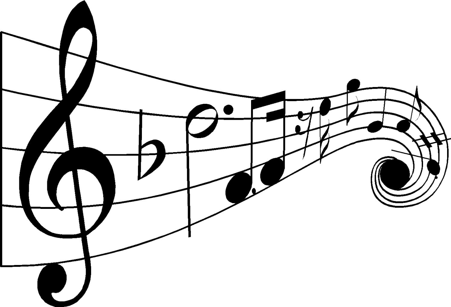Drawn Music Notes Jazz - Music Notes Black And White (1500x1023), Png Download