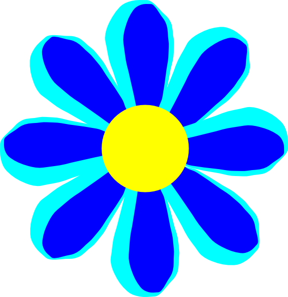 How To Set Use Flower Cartoon Blue Clipart (582x599), Png Download