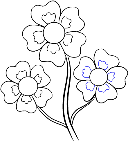 How To Draw Cartoon Flowers - Draw Flowers In Easy Way (678x600), Png Download