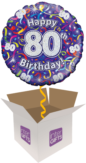 Happy 80th Birthday Purple Streamers - 70th Birthday Streamers Holographic 18 Inch Foil (568x568), Png Download