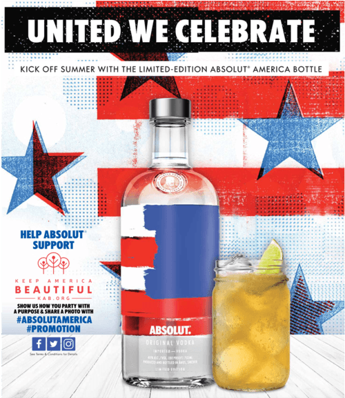 Absolut® Goes Red, White And Blue To Celebrate The - Absolut America (1024x576), Png Download