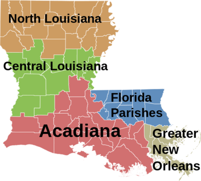 Louisiana Regions Map - Louisiana Regions (400x360), Png Download