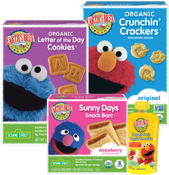 No Genetically Modified Ingredients - Earth's Best Sesame Street Crunchin' Crackers - Original (586x600), Png Download