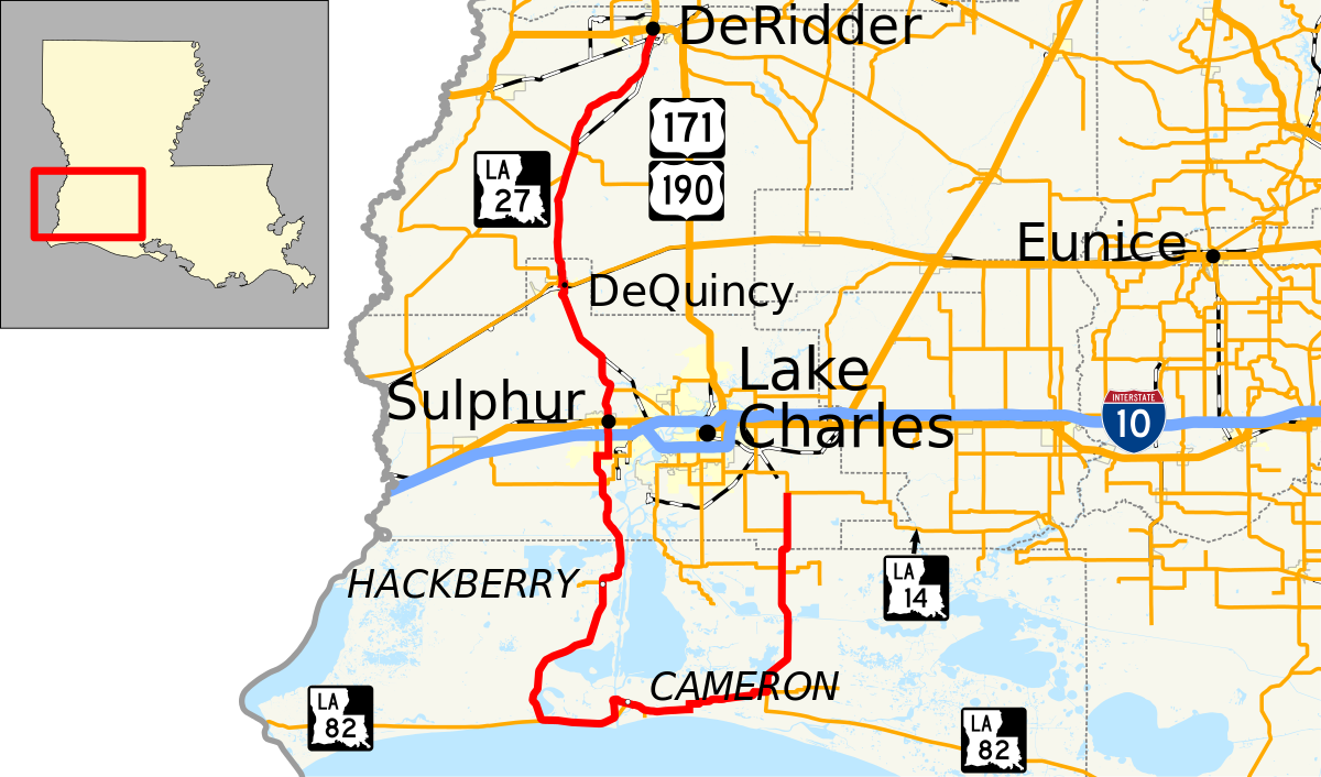 Louisiana Highway 27 Wikipedia - Hwy 27 Louisiana Map (1200x706), Png Download