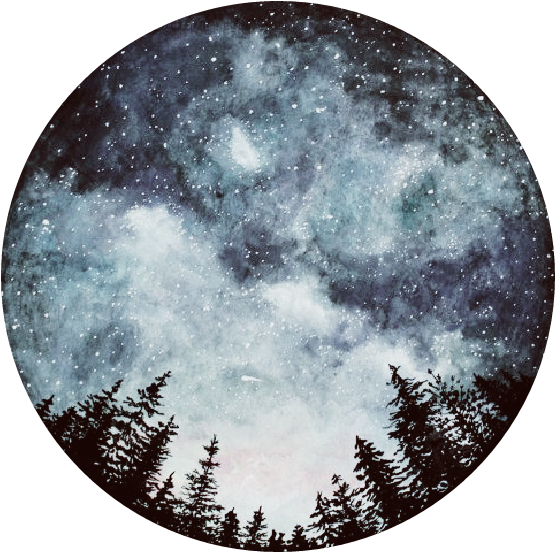 Milkyway Forest Silhouette Silhouettes Tree Trees Galax - Circle Watercolor Galaxy (555x552), Png Download