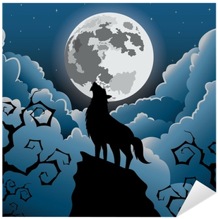 Silhouette Wolf Howling At The Moon ,halloween Vector - Sagoma Di Un Lupo Che Ulula Alla Luna (400x400), Png Download