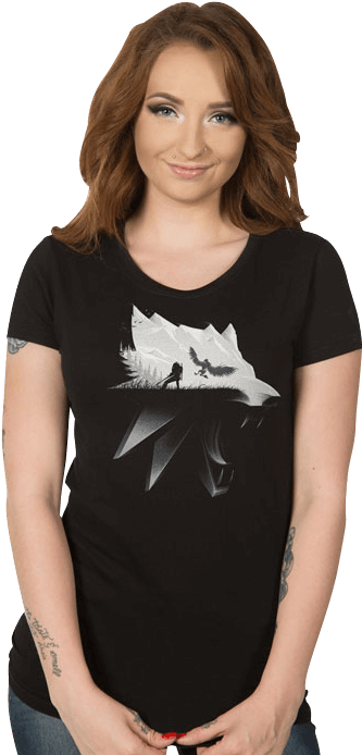 Witcher 3 Wolf Silhouette Womens T-shirt - Koszulka Wiedźmin 3: Wolf Silhouette Damska L (693x693), Png Download