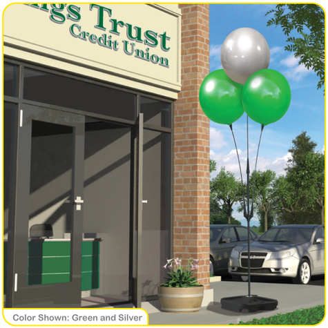 3 Balloon Cluster Weighted Base Pole Kit - Reusable Vinyl Balloon Cluster With Weighted Base Pole (500x500), Png Download