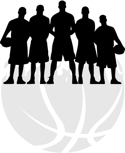 Free Girl Basketball Player Silhouette Png - Basketball Team Silhouette Png (491x597), Png Download