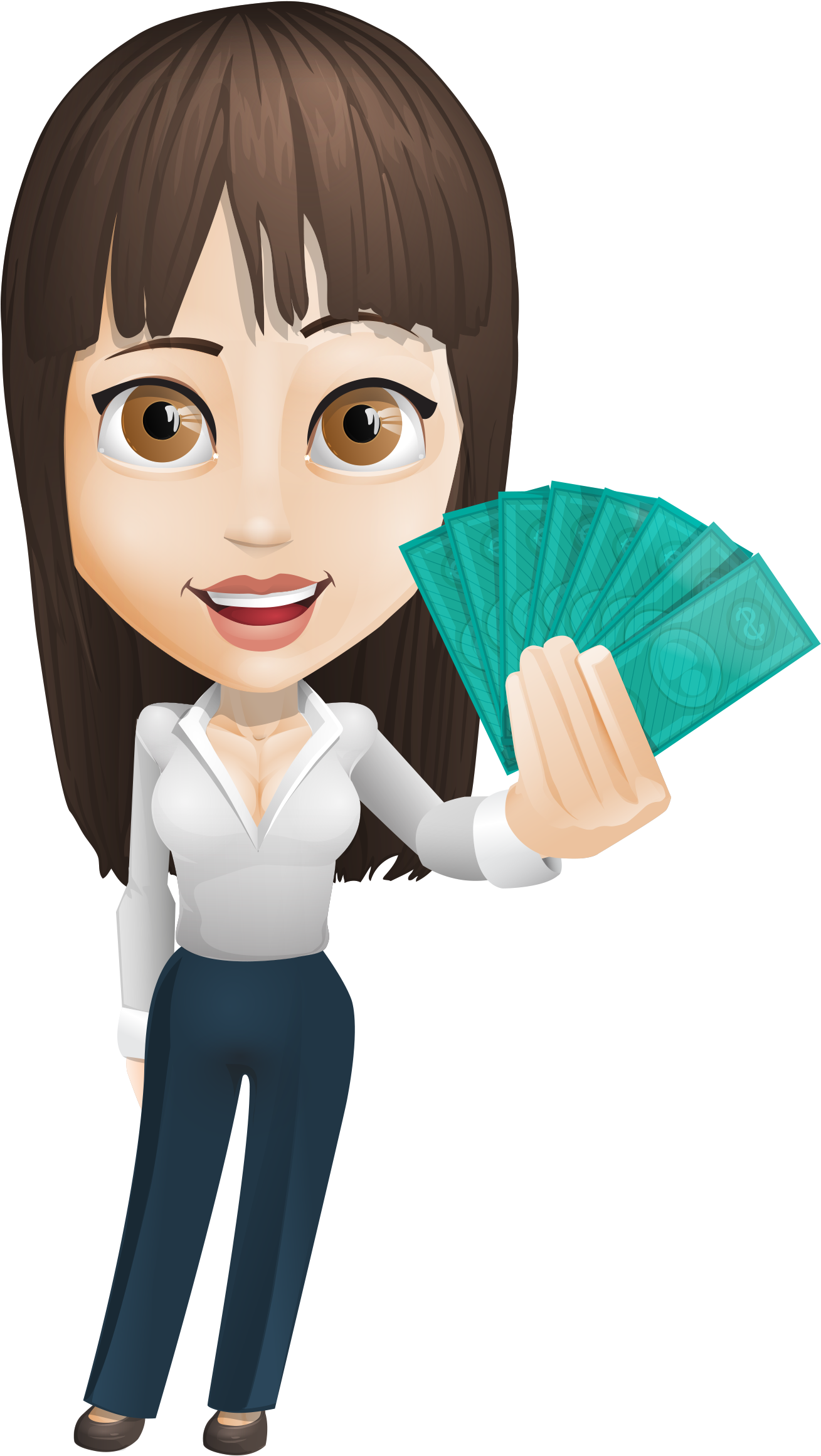 Businesswoman Vector Holding Money - Businesswoman Vector (1406x2359), Png Download