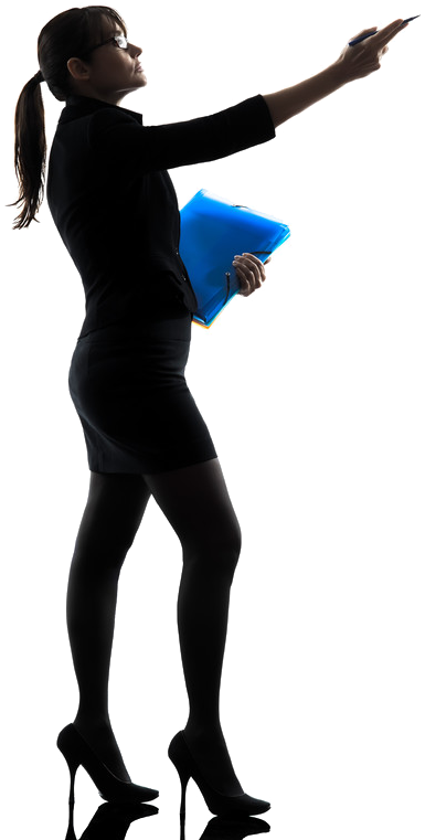 Gidocs Is A Powerful Tool To Manage The Information - Silueta De Mujer Señalando (557x800), Png Download