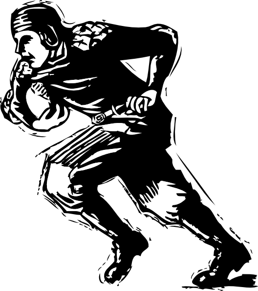 Drawing Of A Football Player - Vintage Football Player Vector (528x594), Png Download