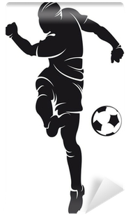 Vector Football Player Silhouette With Ball Isolated - Silueta Jugador De Futbol Vector (400x400), Png Download