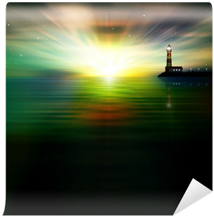 Abstract Background With Silhouette Of Lighthouse Wall - Lighthouse (400x400), Png Download