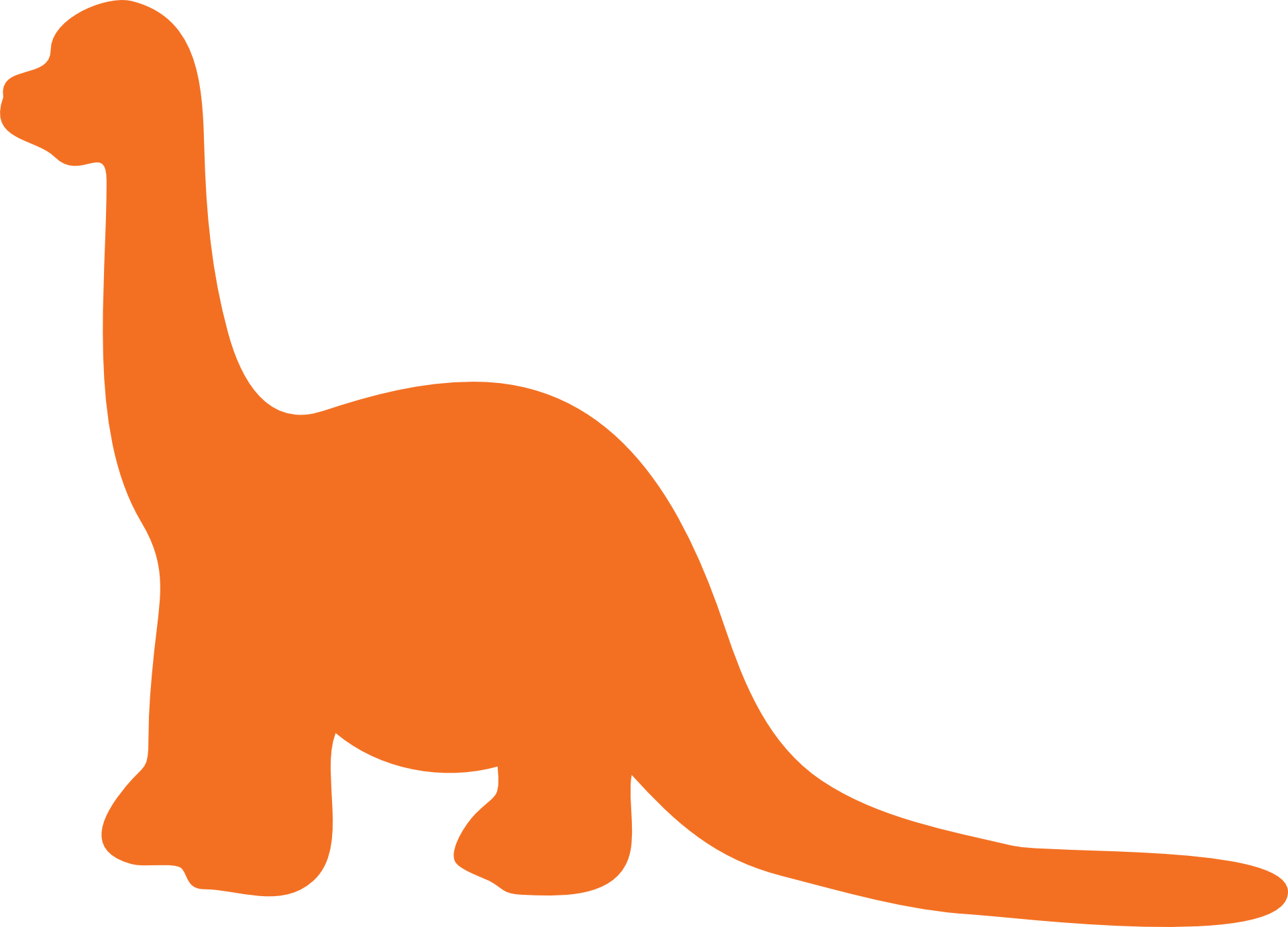 Orange Silhouette Of A Dinosaur - Dinosaur Orange Png (1920x1382), Png Download