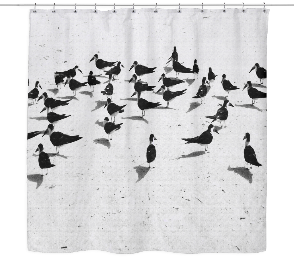 Birds On The Beach Woven Oxford Cloth Shower Curtain - Textile (1024x1024), Png Download