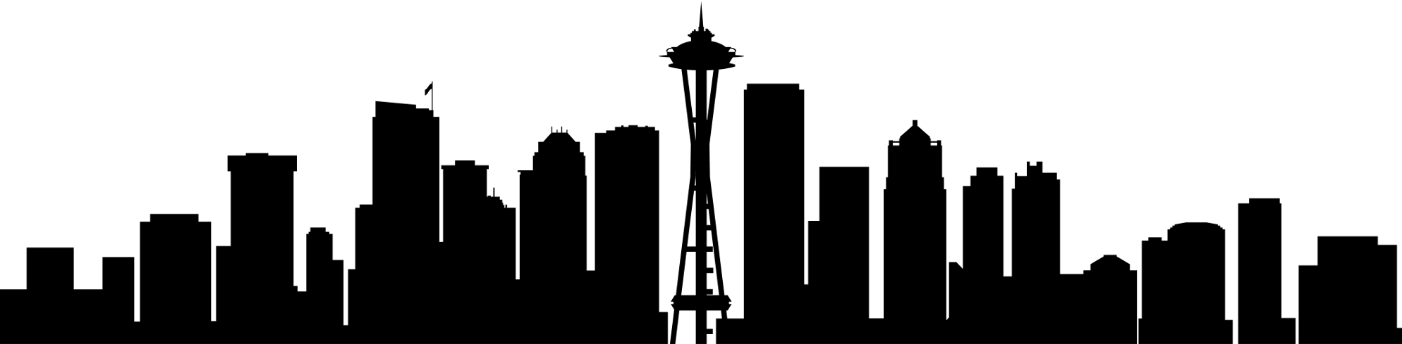 Seattle Skyline Silhouette Png - Seattle Skyline Silhouette (1988x489), Png Download