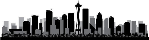 Seattle Skyline Silhouette Png - Seattle Tile Coaster (595x250), Png Download