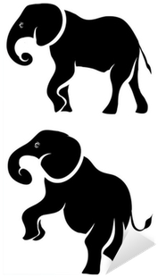 Elephant Standing Silhouette (400x400), Png Download