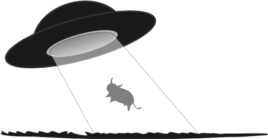 Net » Clip Art » Cow Abduction Black White Line Art - Ufo Black And White Clip Art (555x294), Png Download