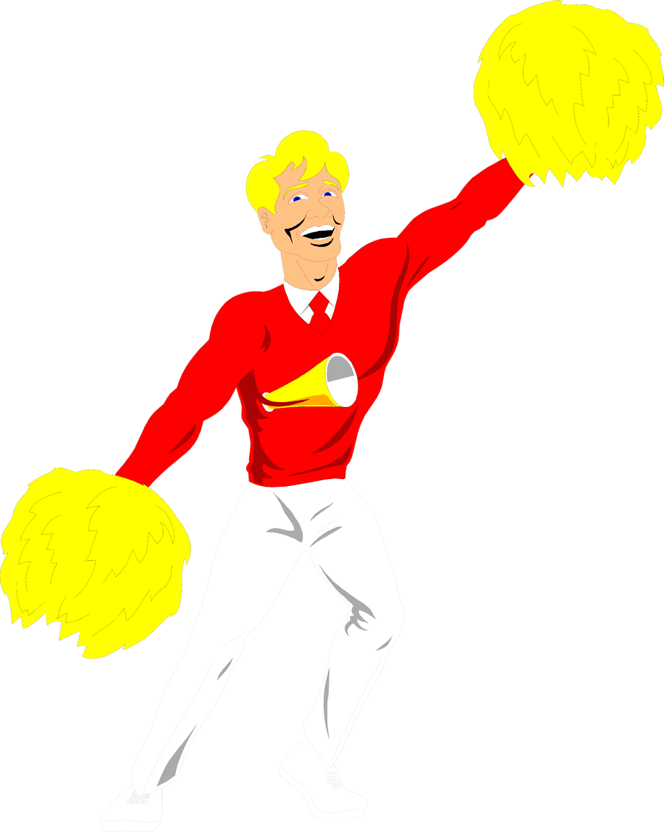 Jpg Black And White Stock Male Cheerleader Clipart - Cheerleader Male Cartoon Png (958x1200), Png Download