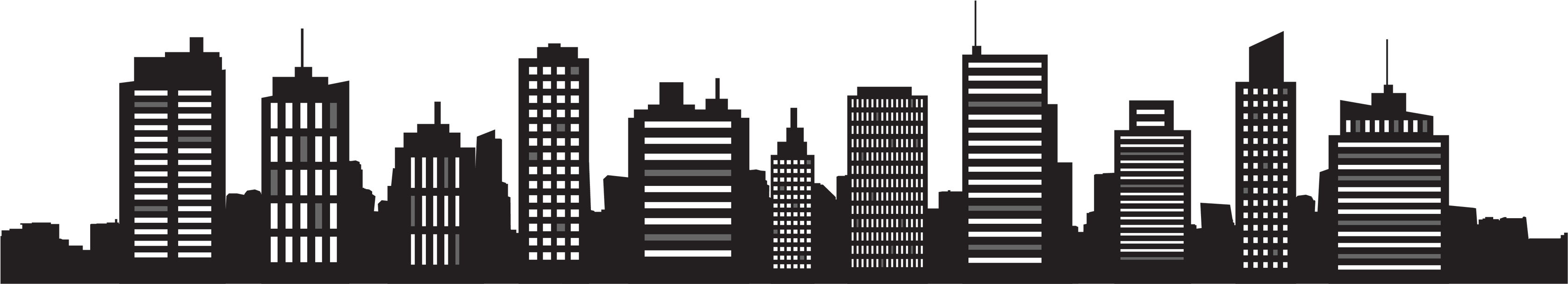 Skyline Cityscape Silhouette Royalty Free - Vector Cityscapes (3402x3402), Png Download