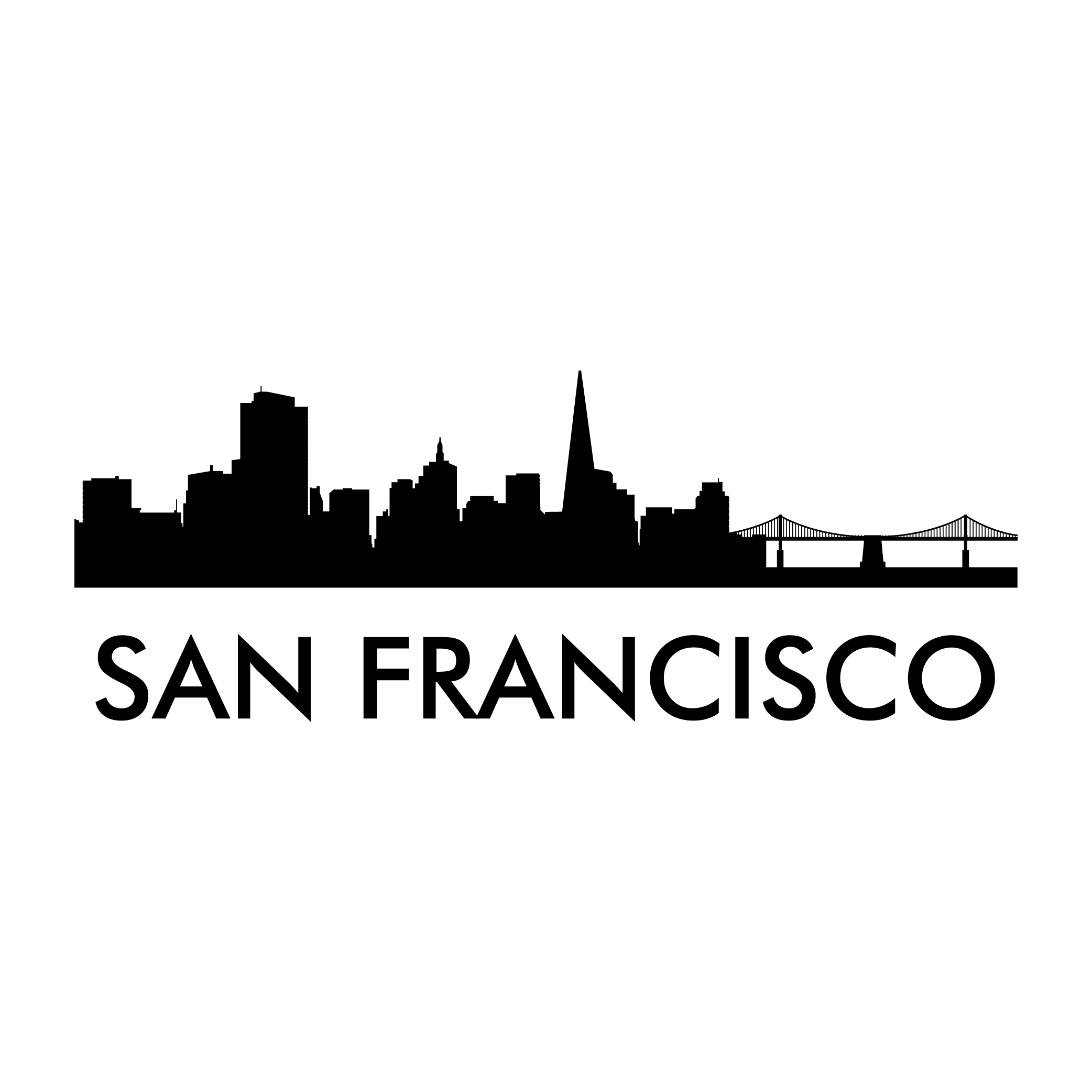 San Francisco Skyline Decal - San Francisco Skyline Png Black And White (2084x2084), Png Download