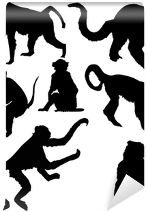 Seven Isolated Monkey Silhouettes Wall Mural • Pixers® - Silhouette (400x400), Png Download