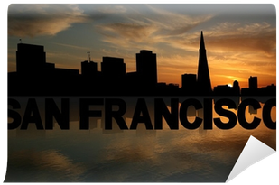 San Francisco Skyline Reflected Text Sunset Illustration - San Francisco (400x400), Png Download