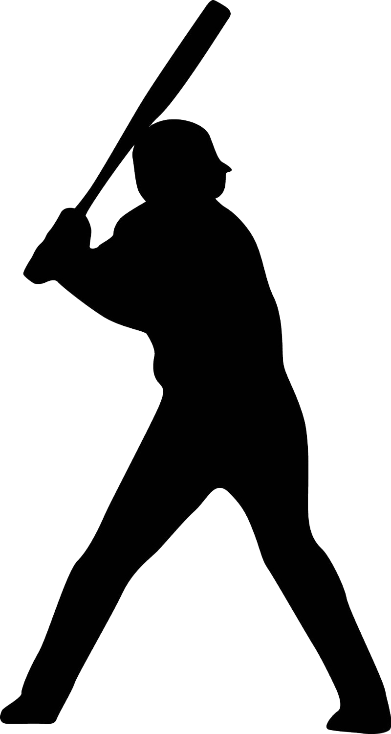 Baseball Player Batter Softball Clip Art - Silhouette Baseball (800x1500), Png Download