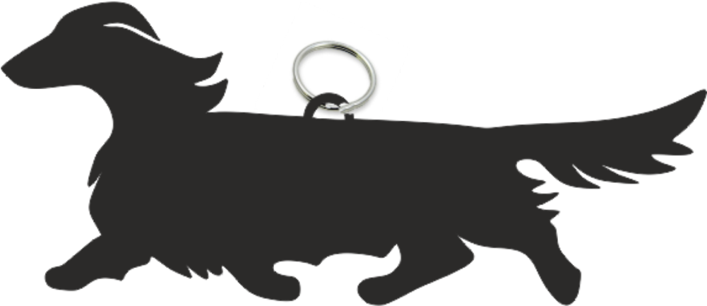 Dachshund Silhouette Png Graphic Transparent Library - Long Haired Dachshund Silhouette (1000x1000), Png Download