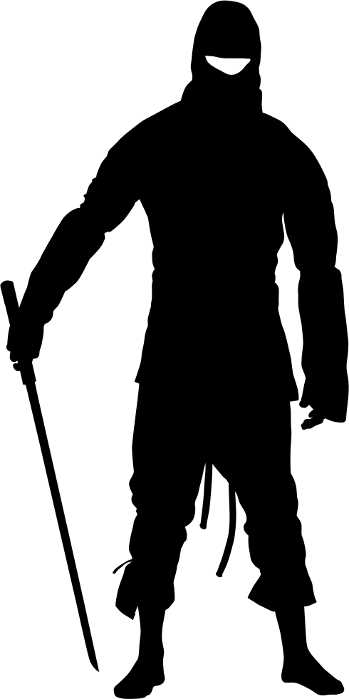 Ninja Comments - Ninja Clipart Silhouette (490x981), Png Download