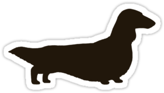 Long Haired Dachshund Silhouette Waterproof Die-cut - Silhueta De Cabelos Compridos Do Dachshund Camiseta (375x360), Png Download